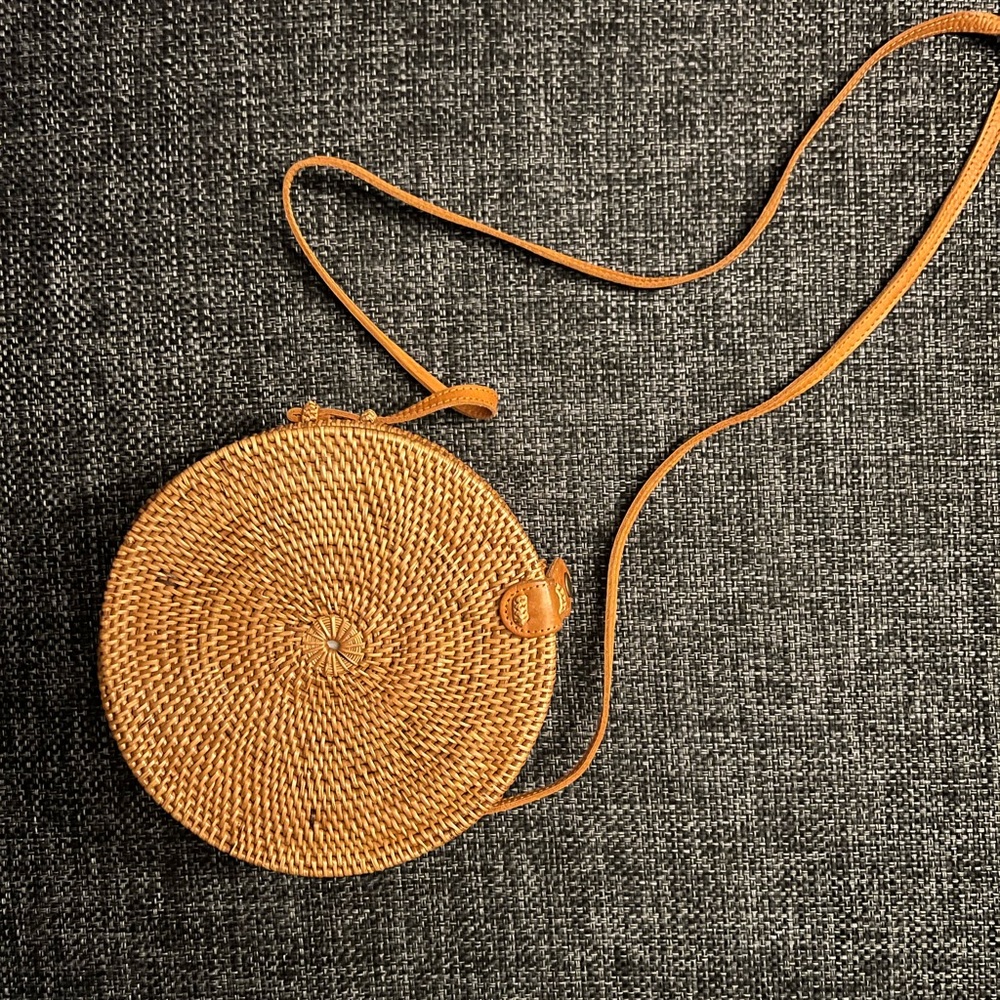 Straw Studios Tan Woven Crossbody Bag